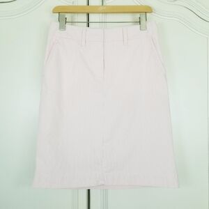L.L. Bean Pink White Stripe Casual Lined Straight Pencil Skirt Pockets Womens 4